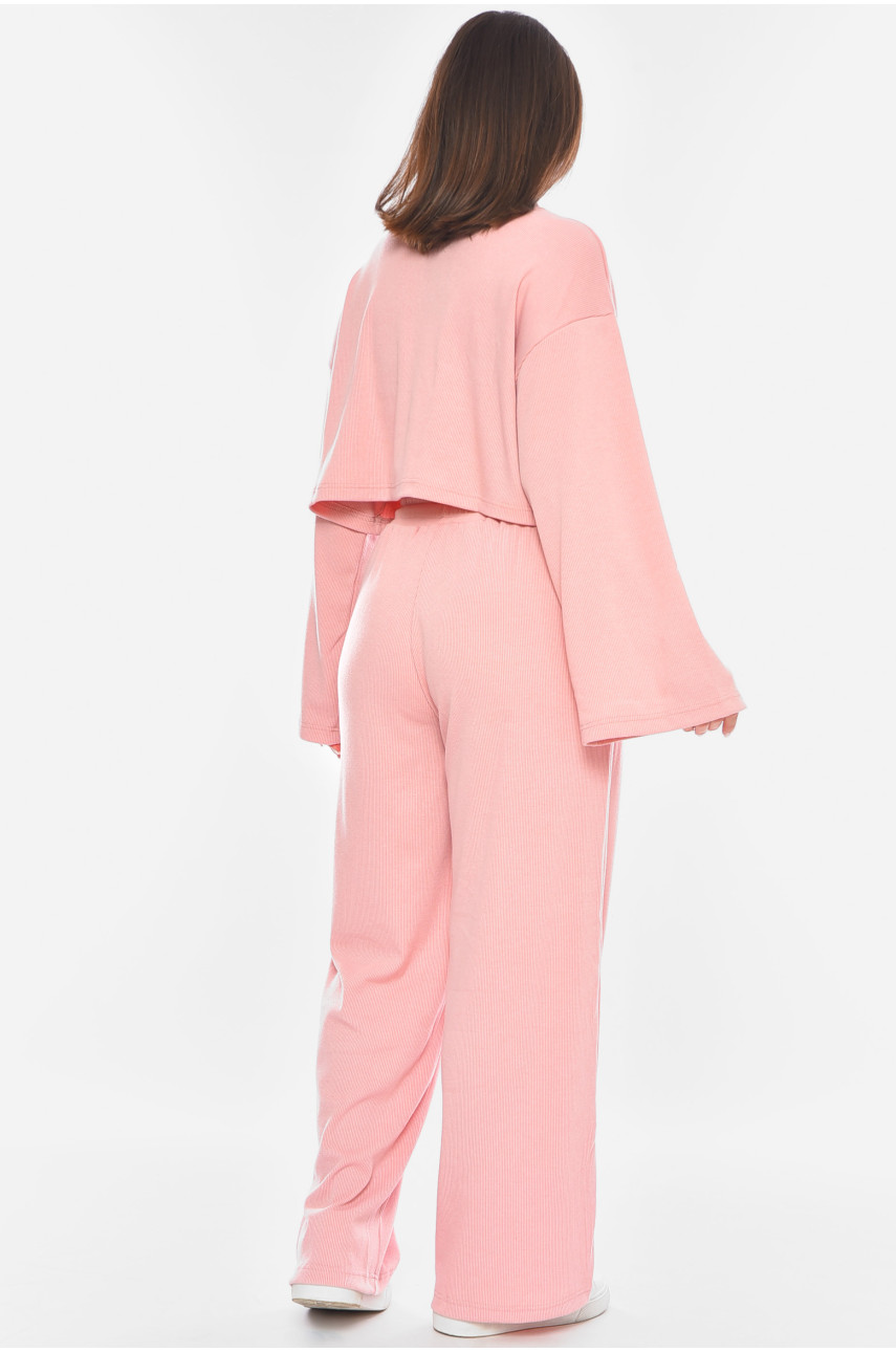 Костюм жіночий однотонний у рубчик рожевого кольору 2006 200907 Костюм жіночий однотонний у рубчик рожевого кольору 2006 200907