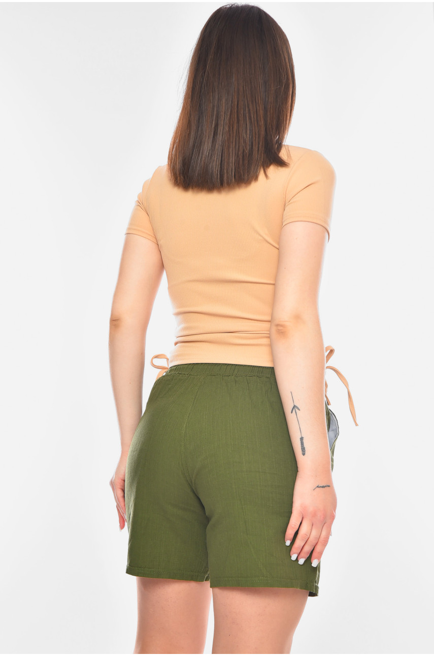 Шорты женские однотонные цвета хаки 315 200944