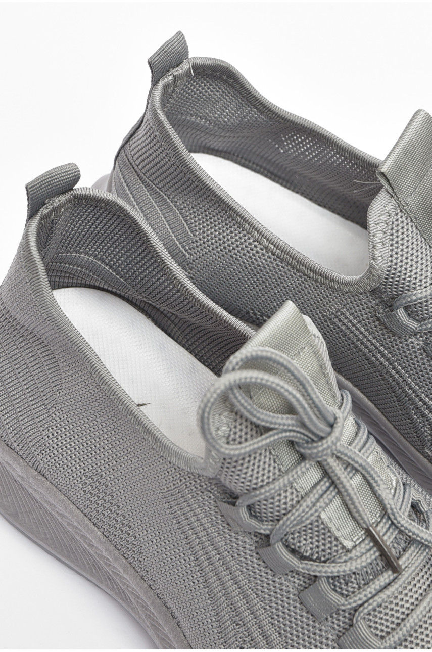 Кросівки чоловічі сірого кольору на шнурівці текстиль М30-2 200966