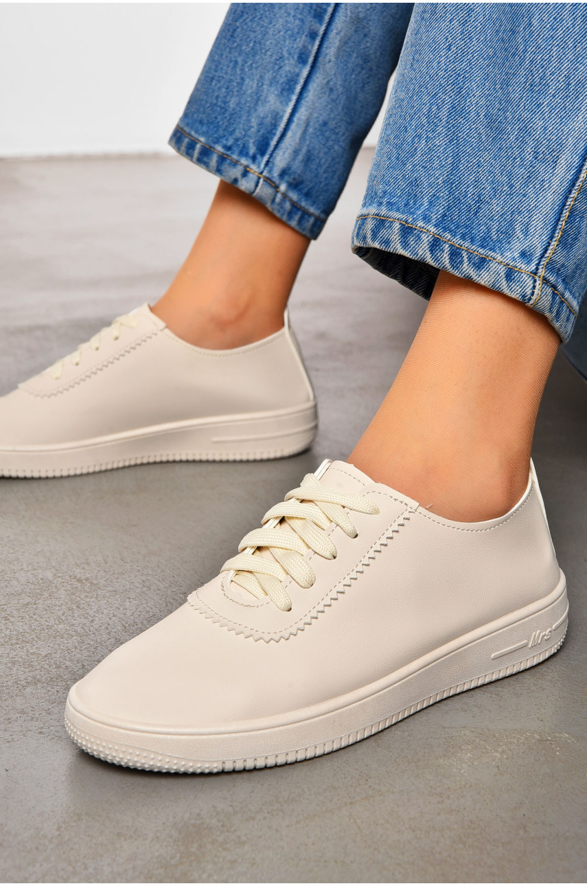 Мокасины женские бежевого цвета на шнуровке 313-4 200968