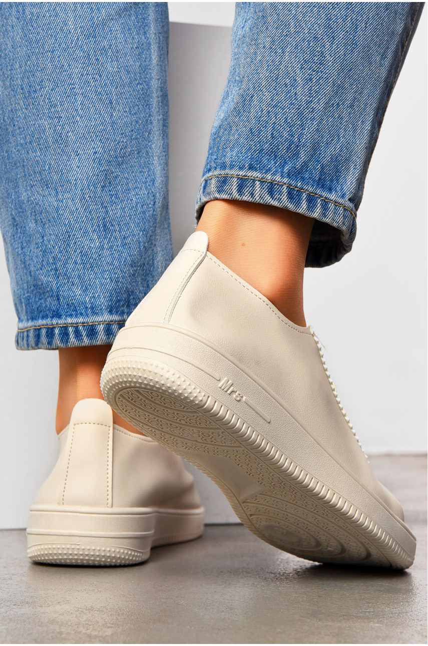 Мокасины женские бежевого цвета на шнуровке 313-4 200968