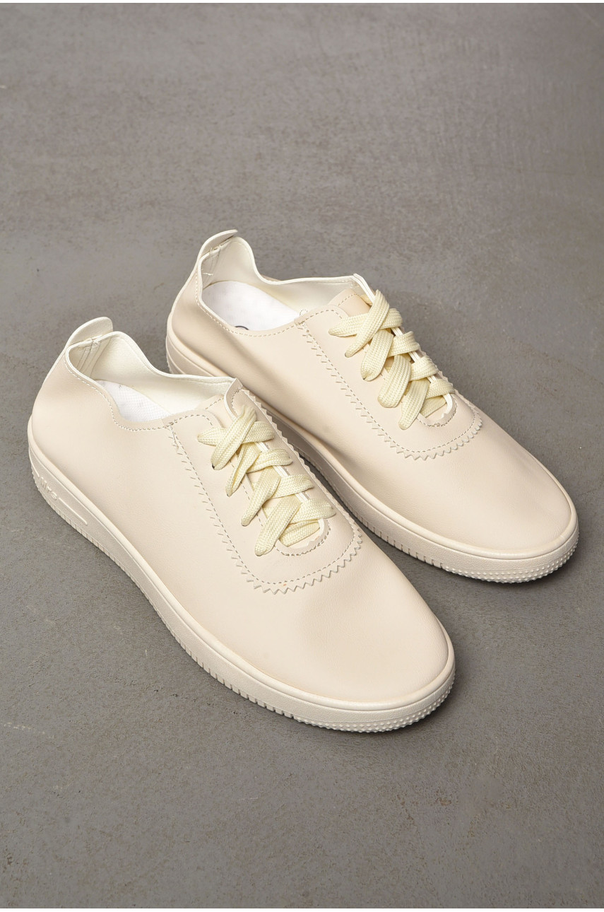 Мокасины женские бежевого цвета на шнуровке 313-4 200968