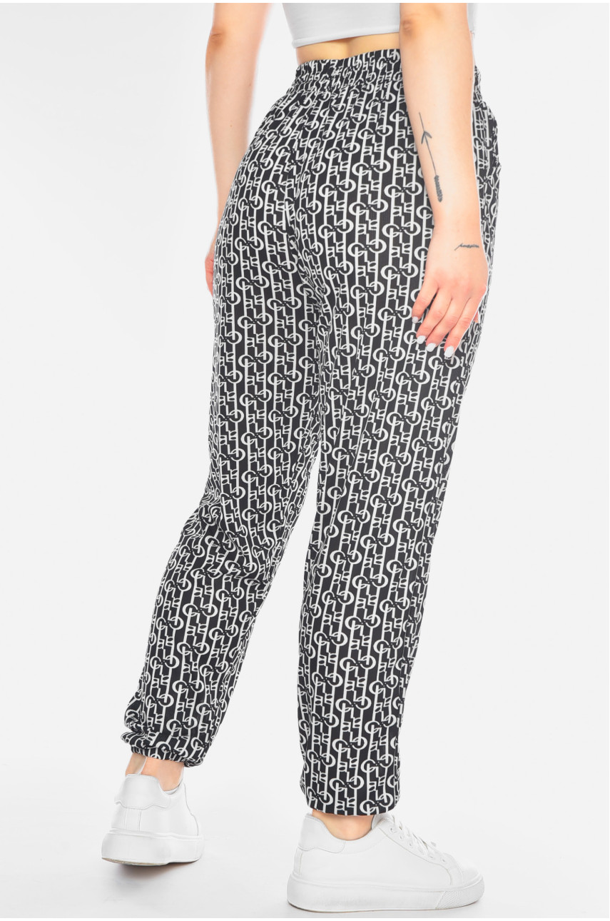 Штаны женские полубатальные черного цвета А768 200980