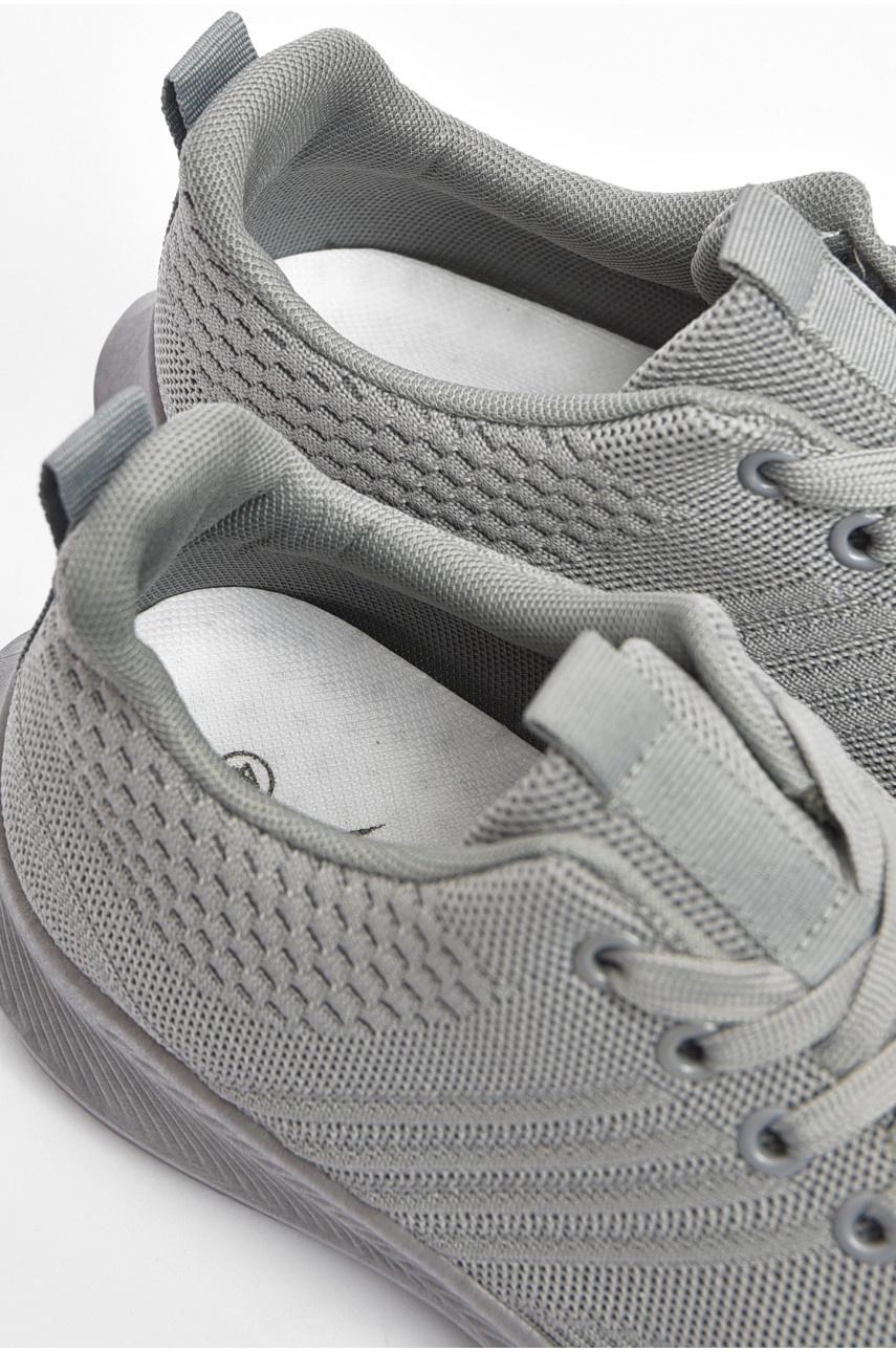 Кросівки чоловічі сірого кольору на шнурівці текстиль М33-3 200983
