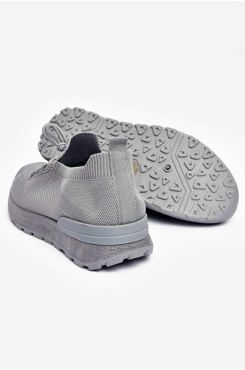 Кросівки чоловічі сірого кольору на шнурівці текстиль М32-2 200984