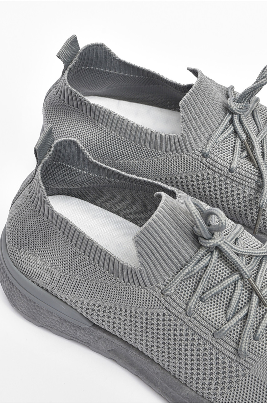 Кросівки чоловічі сірого кольору на шнурівці текстиль М32-2 200984