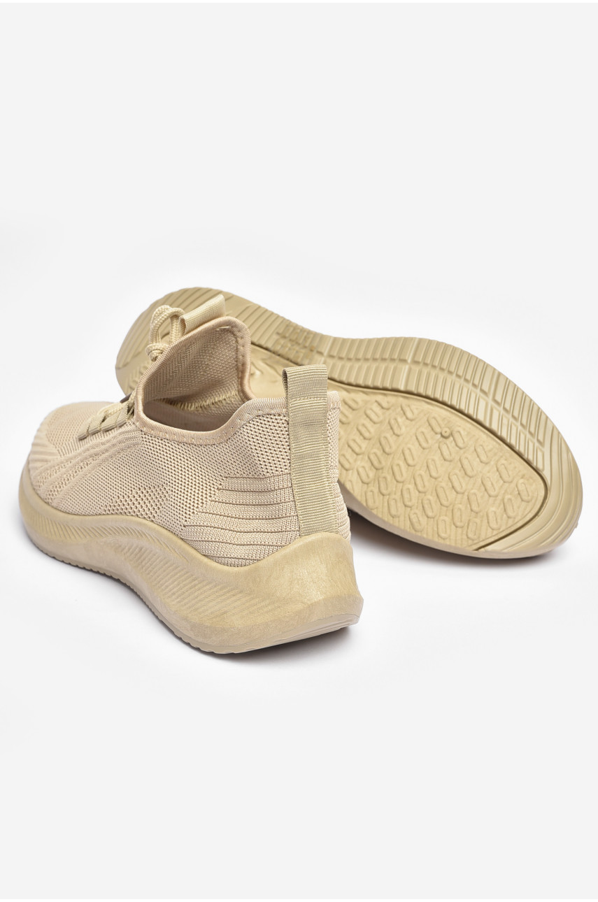 Кросівки чоловічі бежевого кольору на шнурівці текстиль М30-3 200985