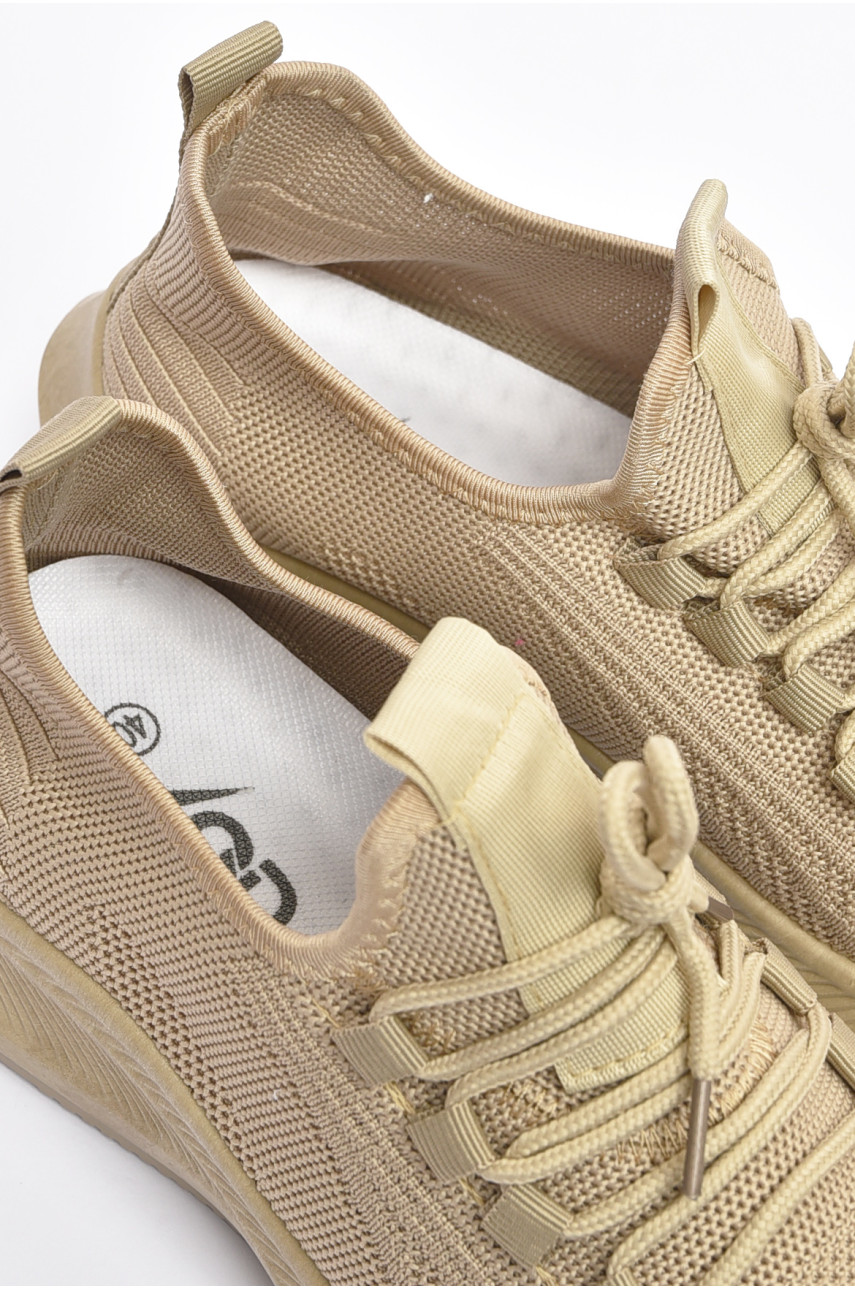 Кросівки чоловічі бежевого кольору на шнурівці текстиль М30-3 200985