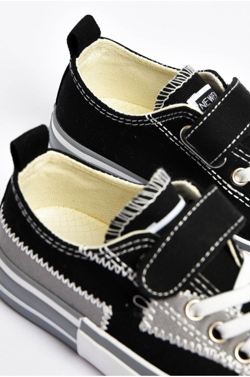 Кеди дитячі чорного кольору текстиль 1220-1 200990