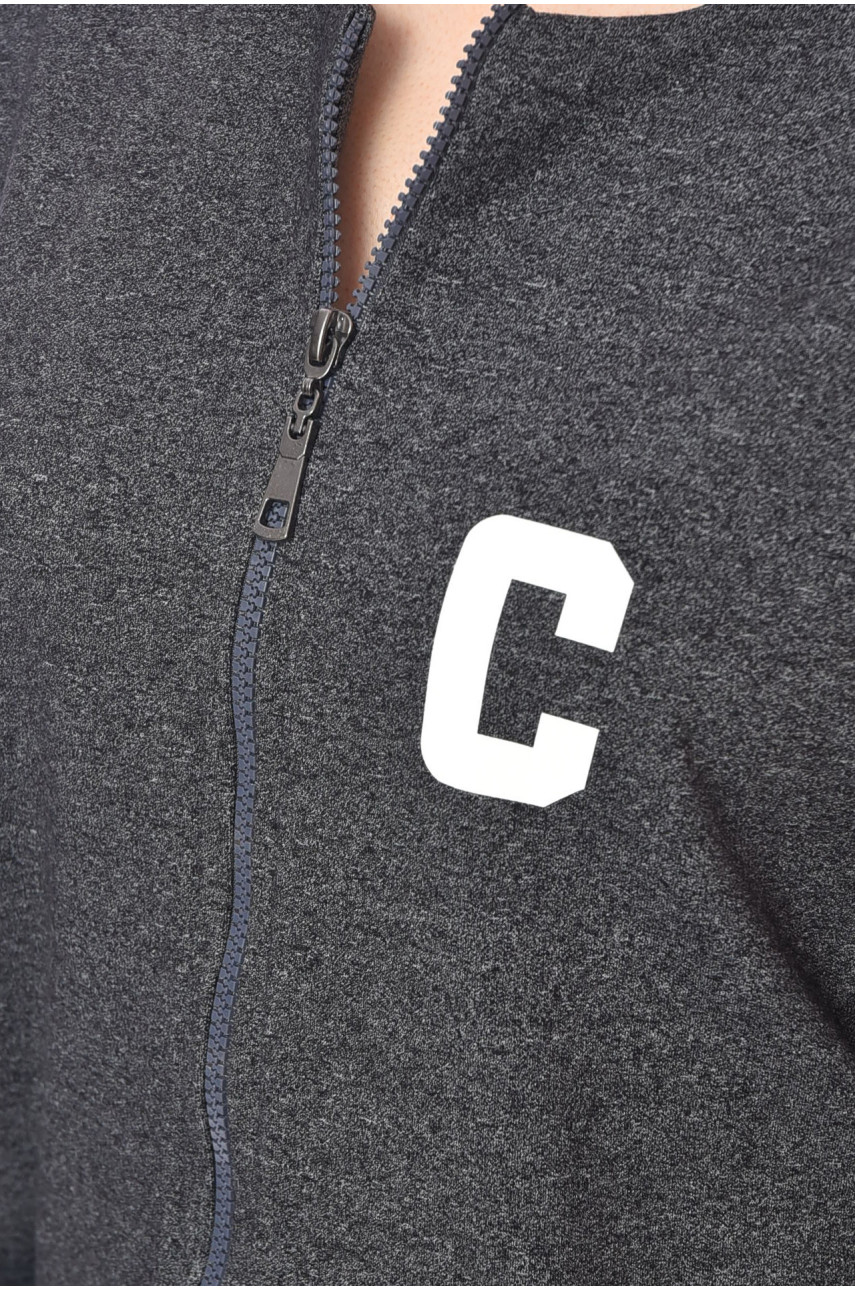 Халат женский полубатальный серого цвета на молнии 201011