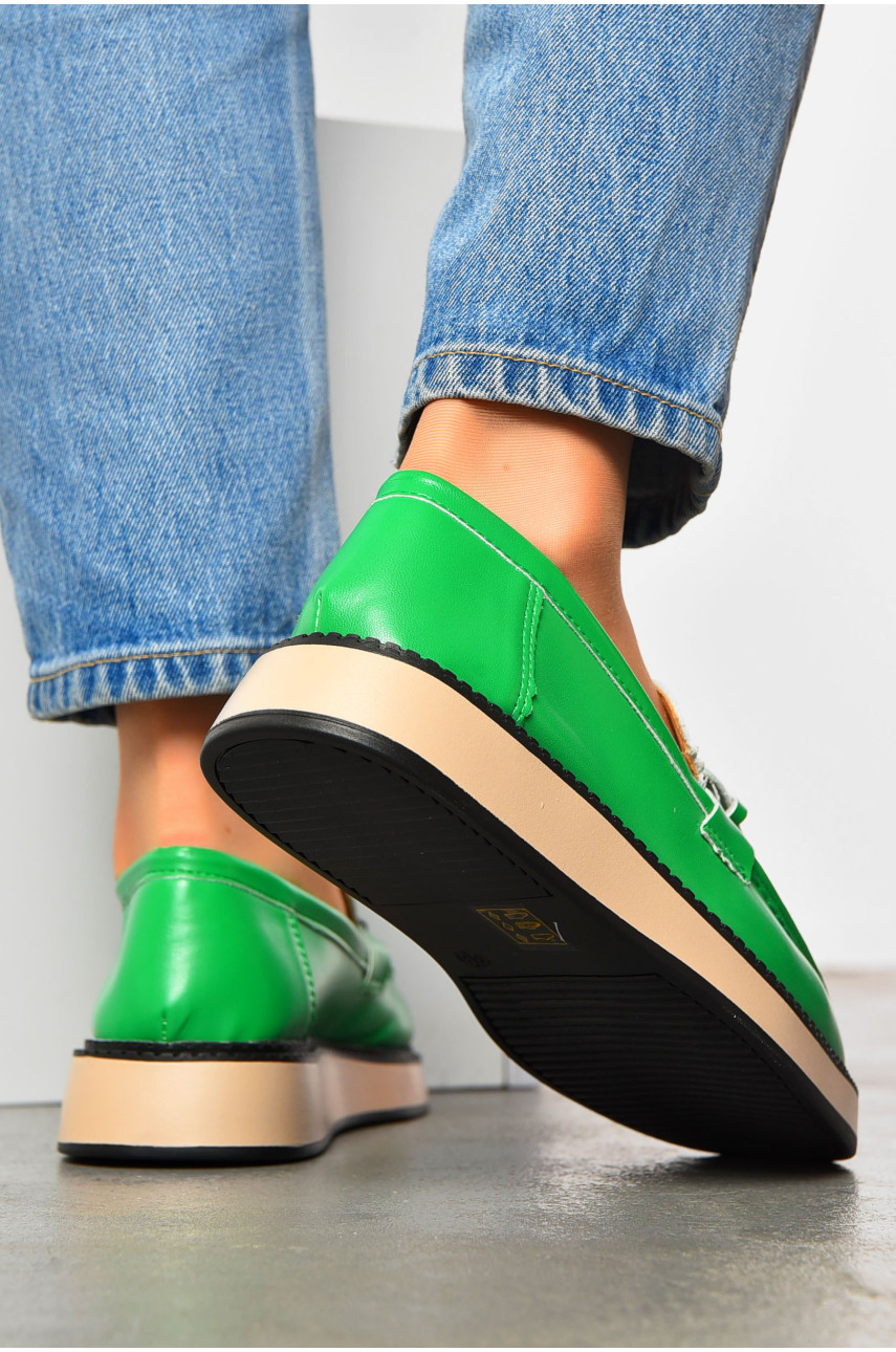 Туфлі-лофери жіночі зеленого кольору YF80-7 201058