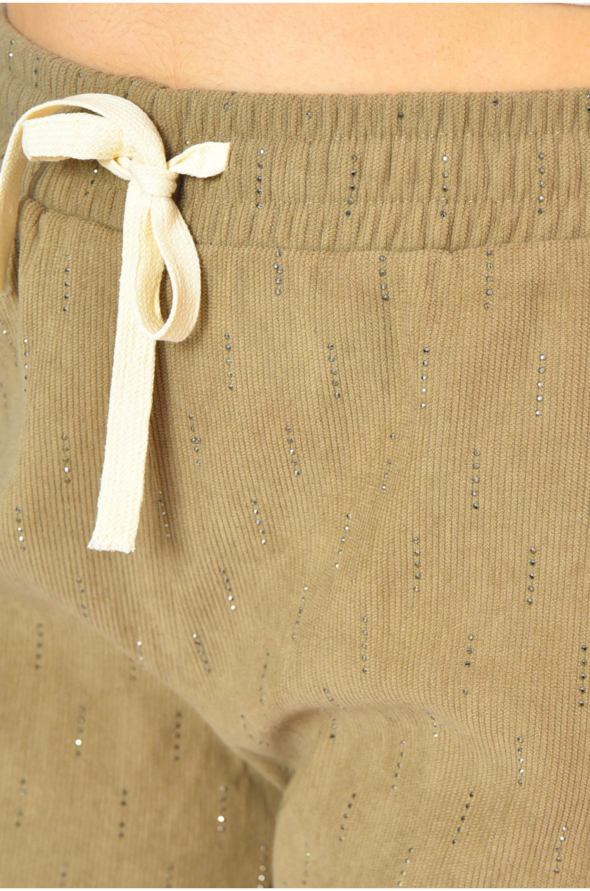 Штаны женские полубатальные бежевого цвета 9669-2 201060