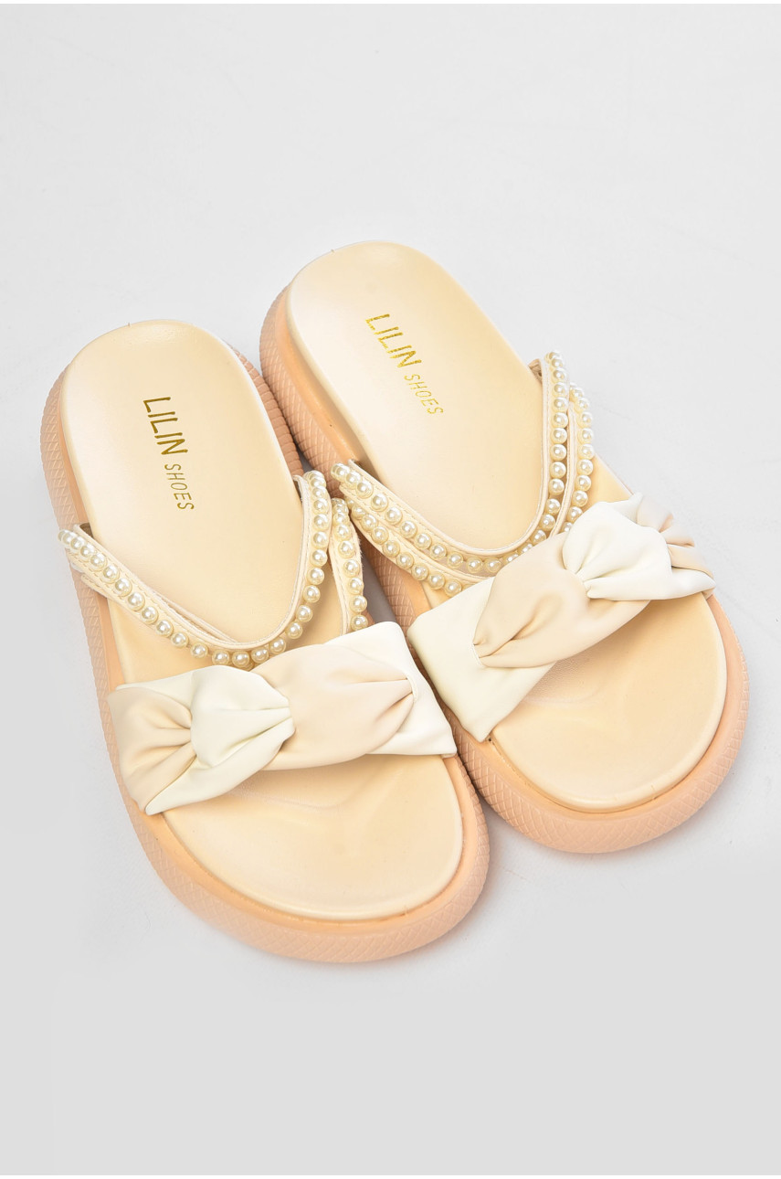 Шльопанці жіночі бежевого кольору 30-6 201071