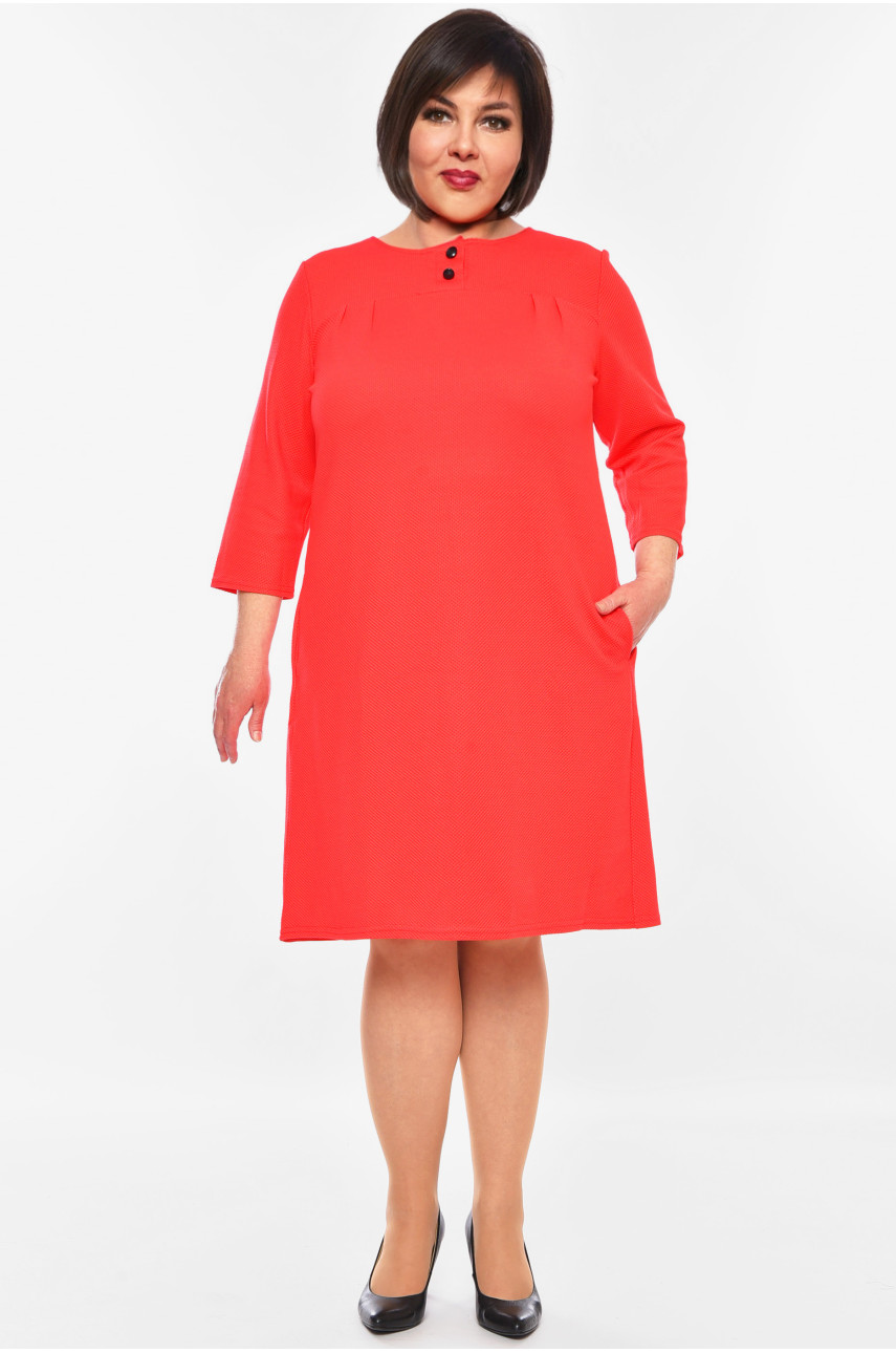 Платье женское батальное красного цвета 8134 201100 Платье женское батальное красного цвета 8134 201100