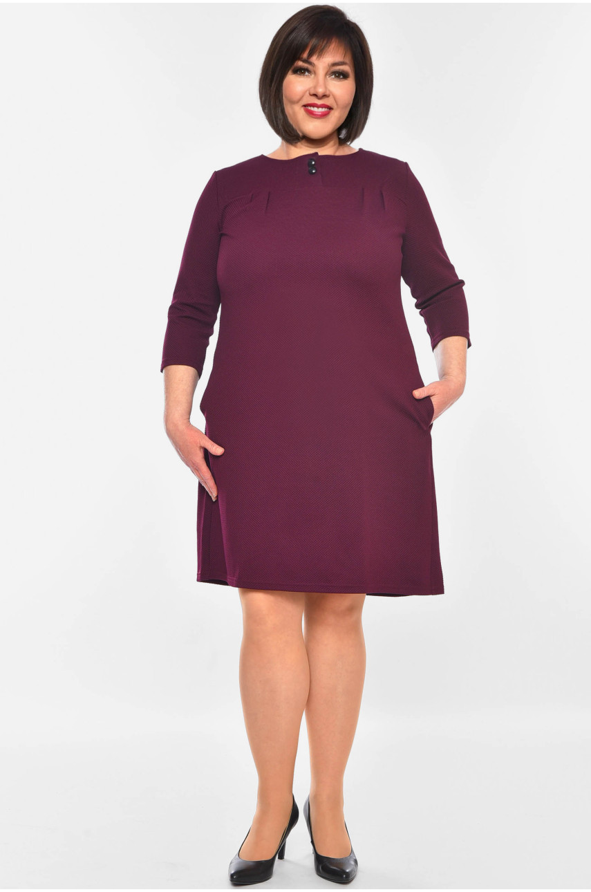 Платье женское батальное тёмно-фиолетового цвета 8134 201108 Платье женское батальное тёмно-фиолетового цвета 8134 201108