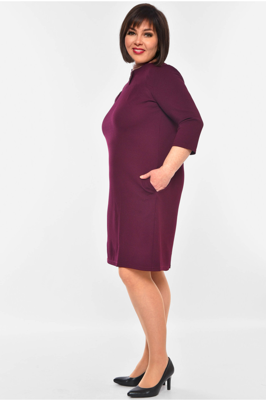 Платье женское батальное тёмно-фиолетового цвета 8134 201108 Платье женское батальное тёмно-фиолетового цвета 8134 201108