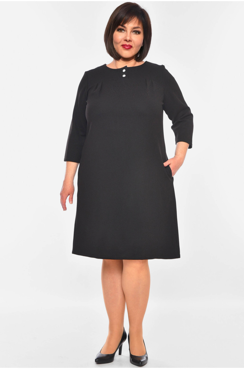 Платье женское батальное черного цвета 8134 201111 Платье женское батальное черного цвета 8134 201111