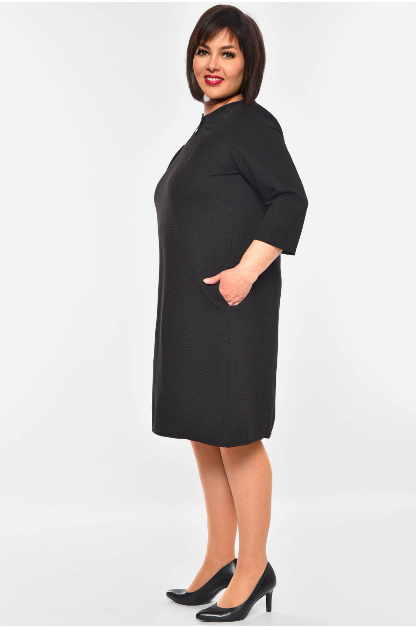 Платье женское батальное черного цвета 8134 201111 Платье женское батальное черного цвета 8134 201111