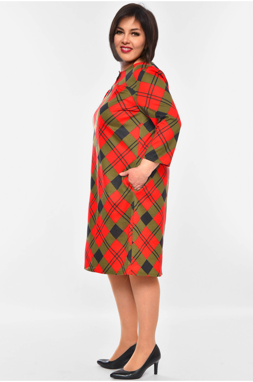 Сукня жіноча батальна темно-зеленого кольору 8134 201114 Сукня жіноча батальна темно-зеленого кольору 8134 201114