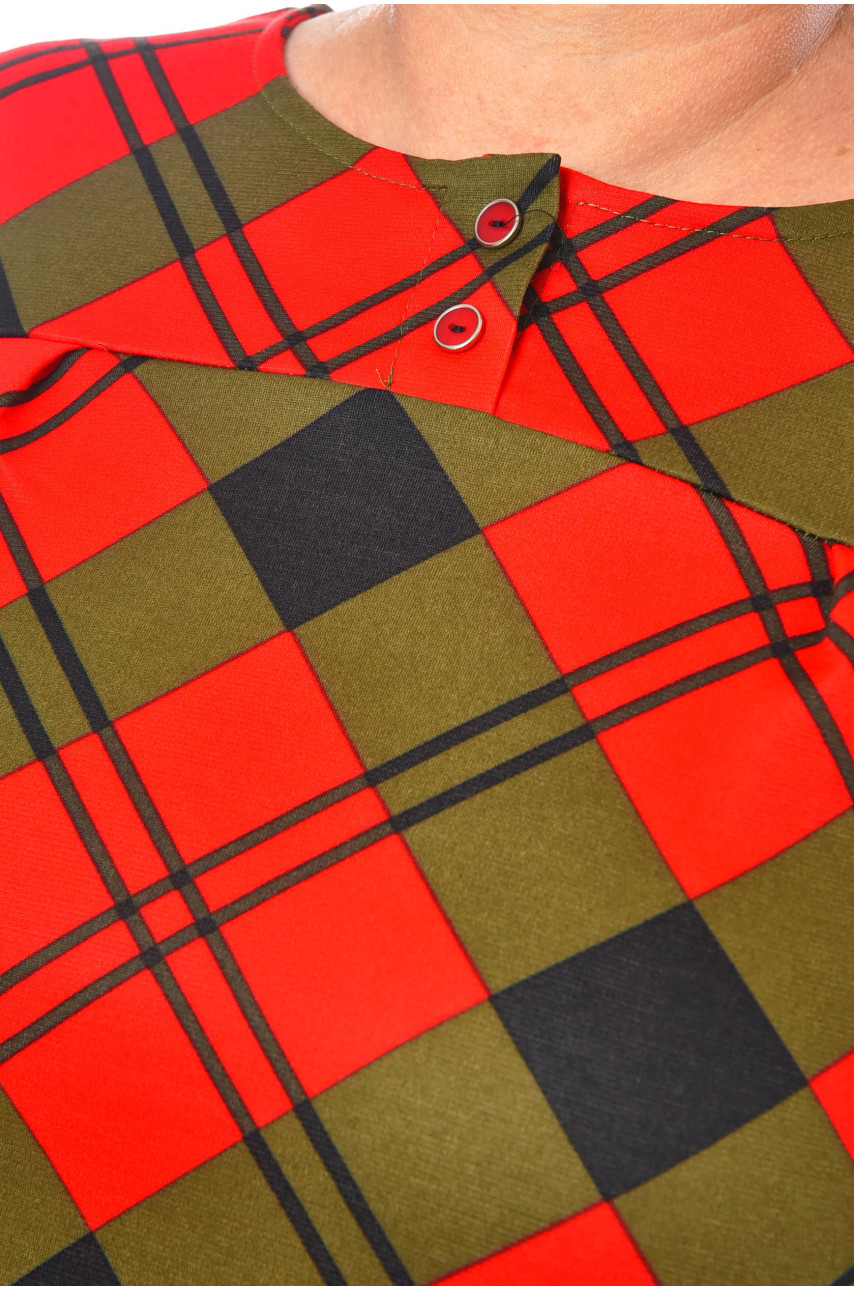 Сукня жіноча батальна темно-зеленого кольору 8134 201114 Сукня жіноча батальна темно-зеленого кольору 8134 201114