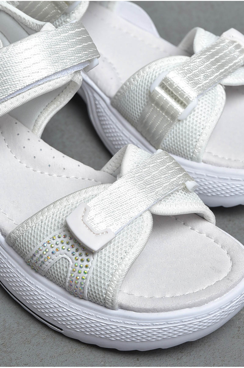 Сандалии женские белого цвета на липучках 100-77а 201122