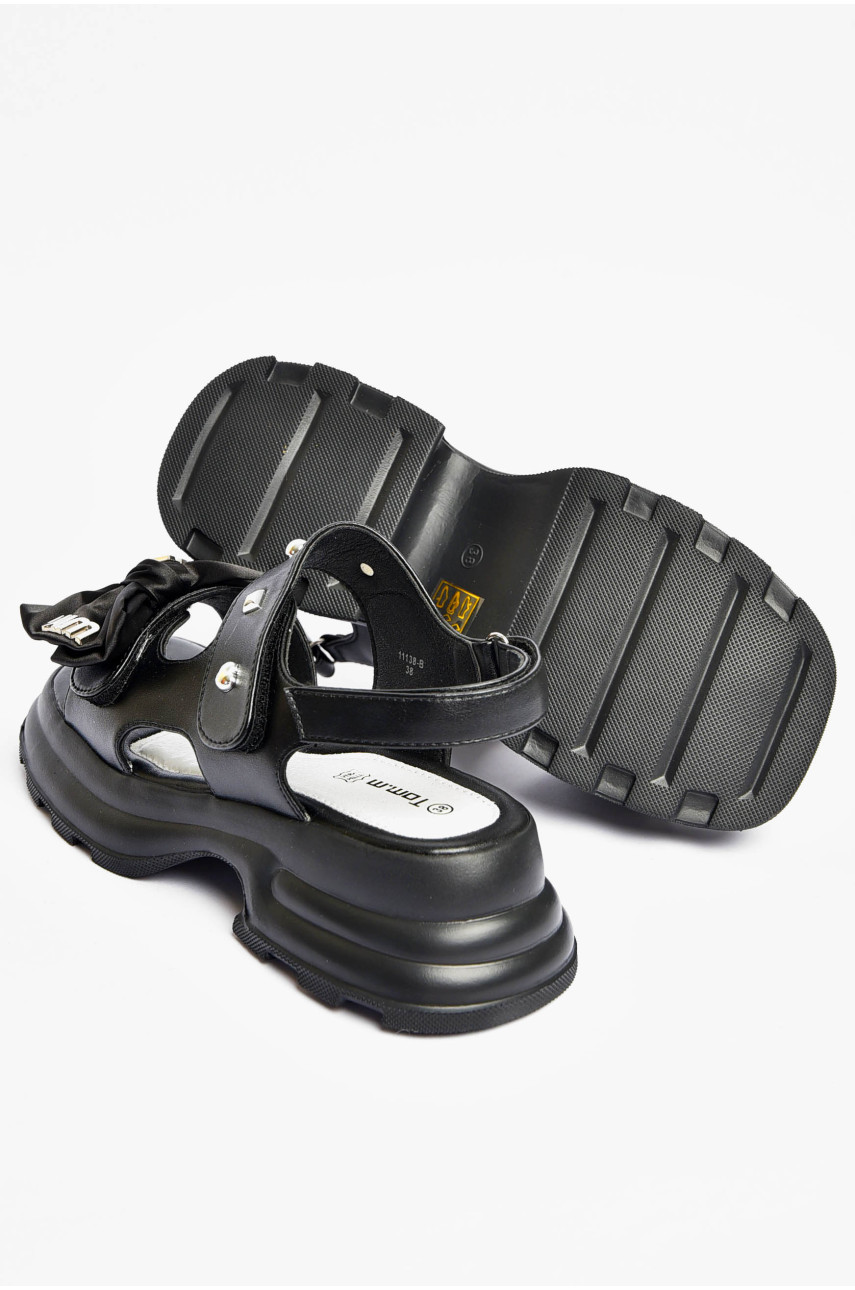 Босоножки женские черного цвета на липучках 11138в 201123