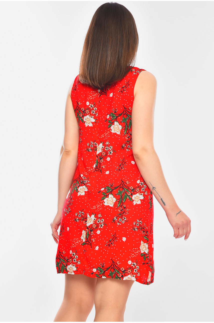 Сарафан жіночий червоного кольору з принтом 958 201129