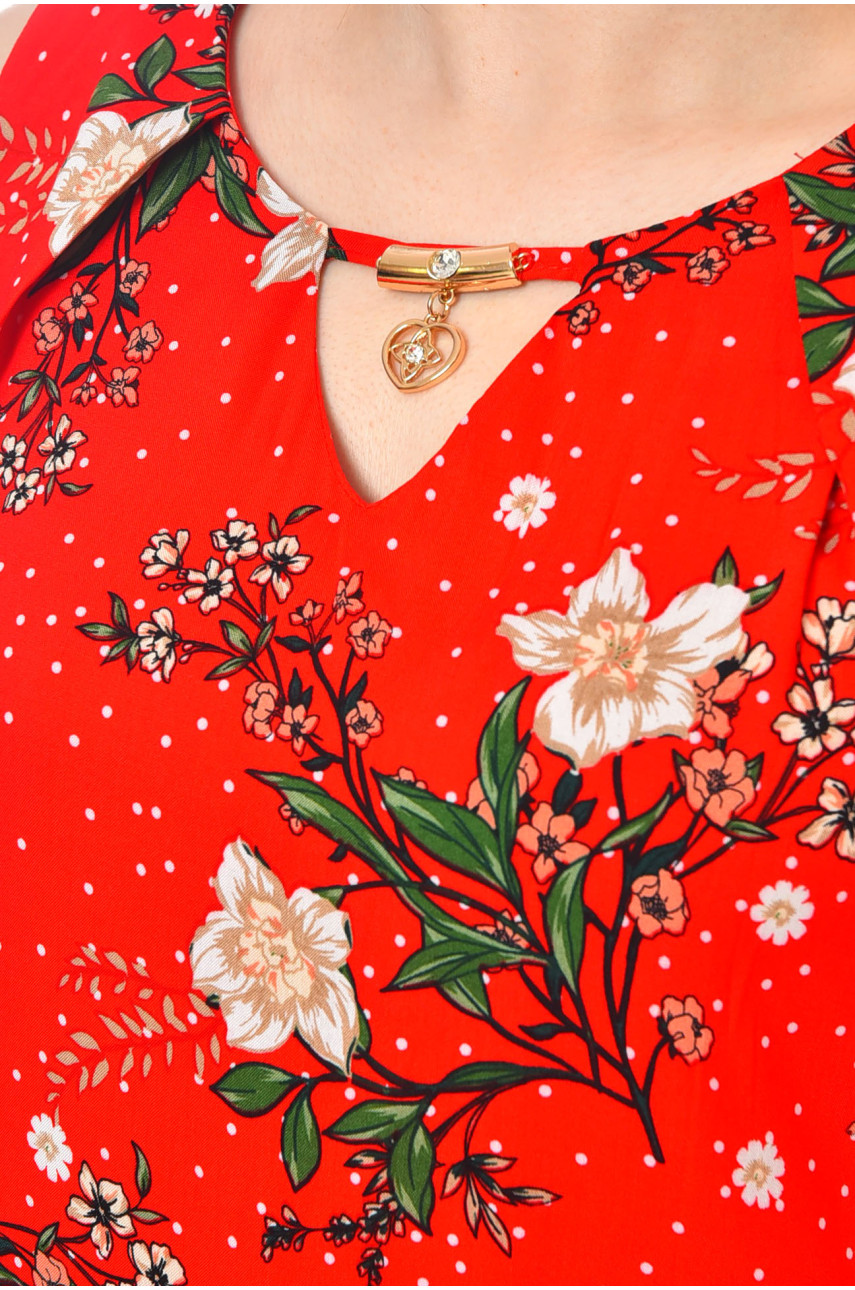 Сарафан жіночий червоного кольору з принтом 958 201129