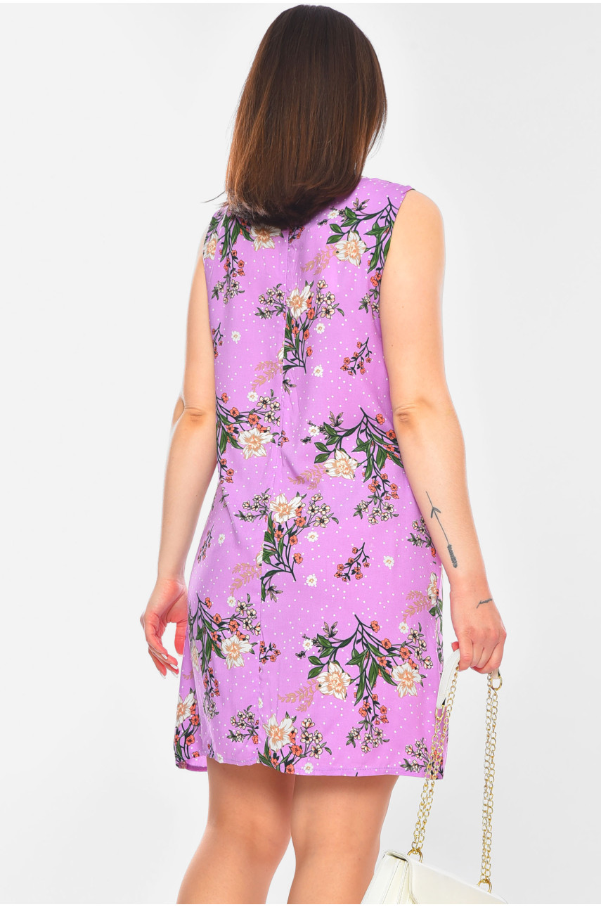 Сарафан жіночий світло-бузкового кольору з принтом 958 201130