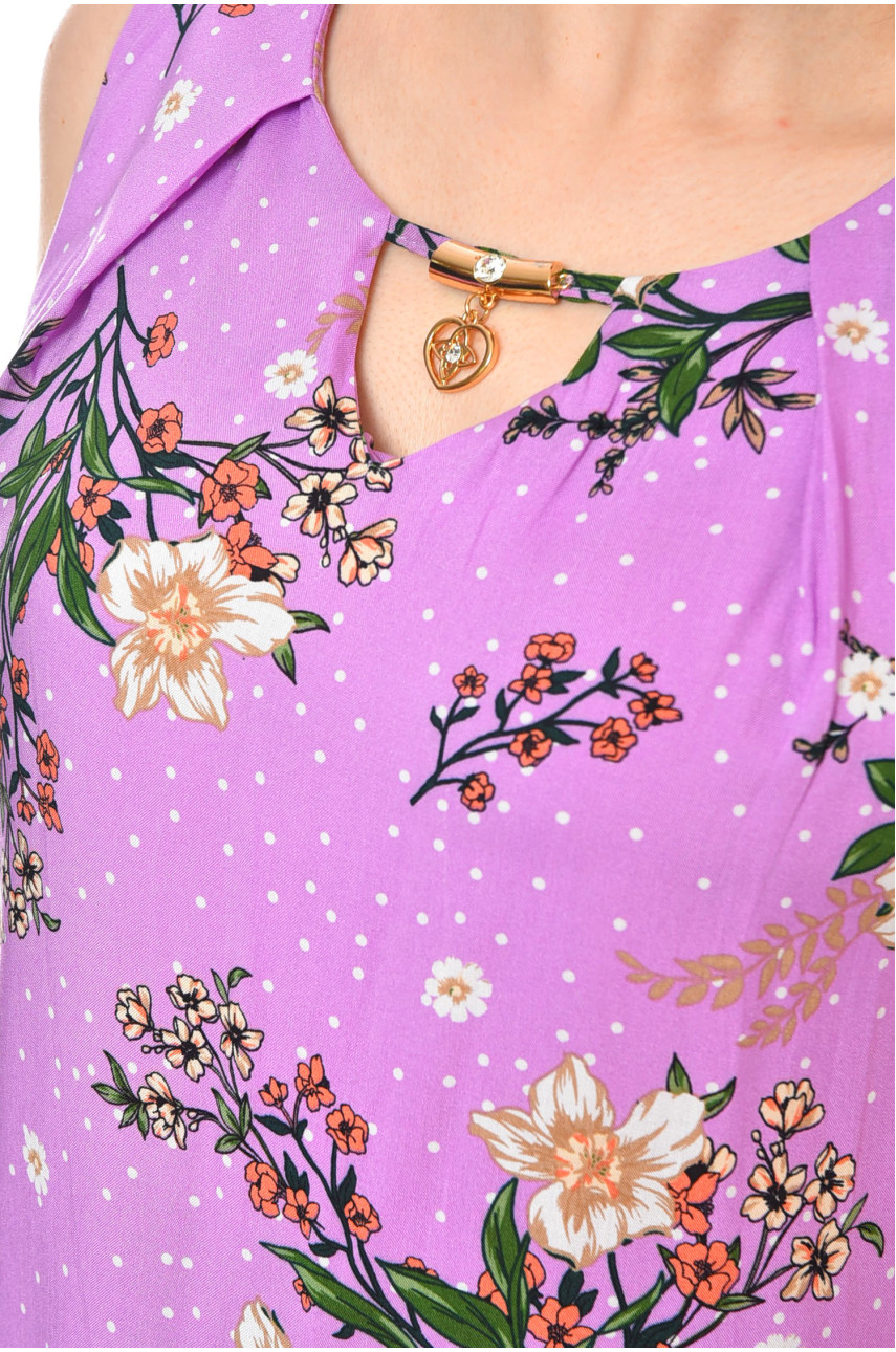 Сарафан жіночий світло-бузкового кольору з принтом 958 201130