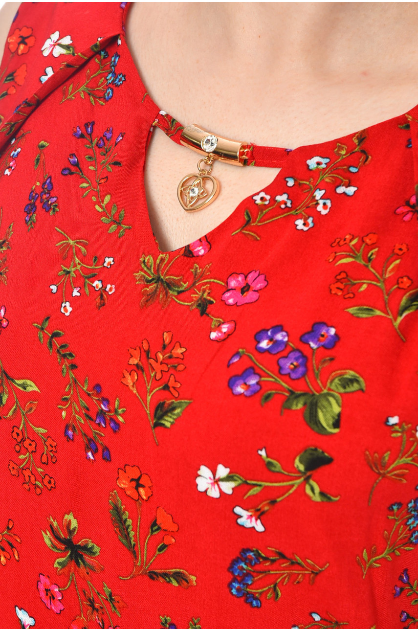 Сарафан жіночий червоного кольору з принтом 958 201131