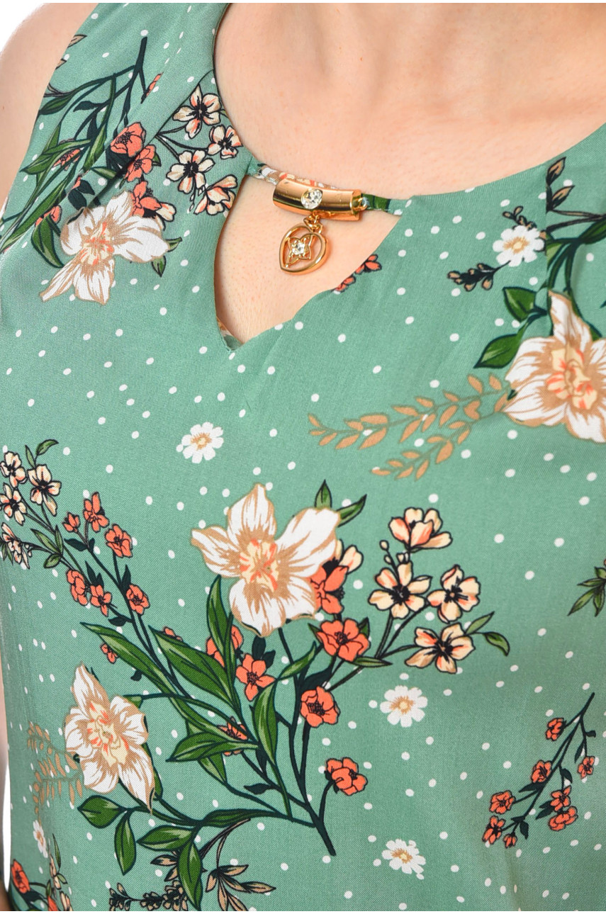 Сарафан жіночий м'ятного кольору з принтом 958 201134 Сарафан жіночий м'ятного кольору з принтом 958 201134