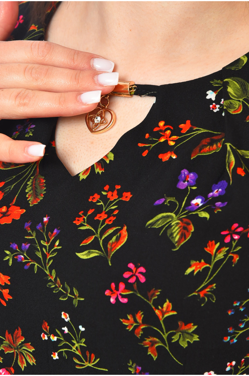 Сарафан жіночий чорного кольору з принтом 958 201135 Сарафан жіночий чорного кольору з принтом 958 201135