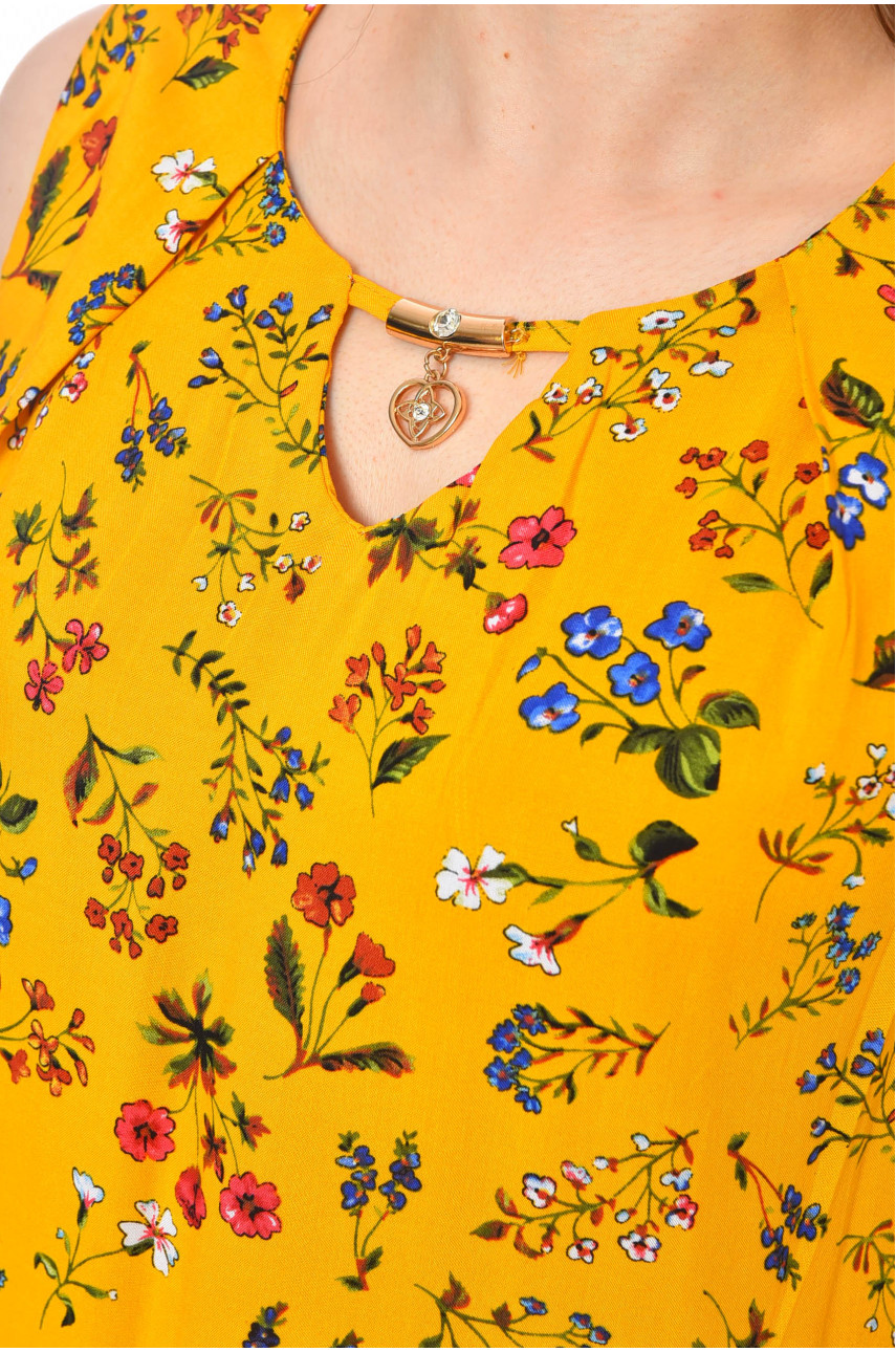Сарафан жіночий жовтого кольору з принтом 958 201137