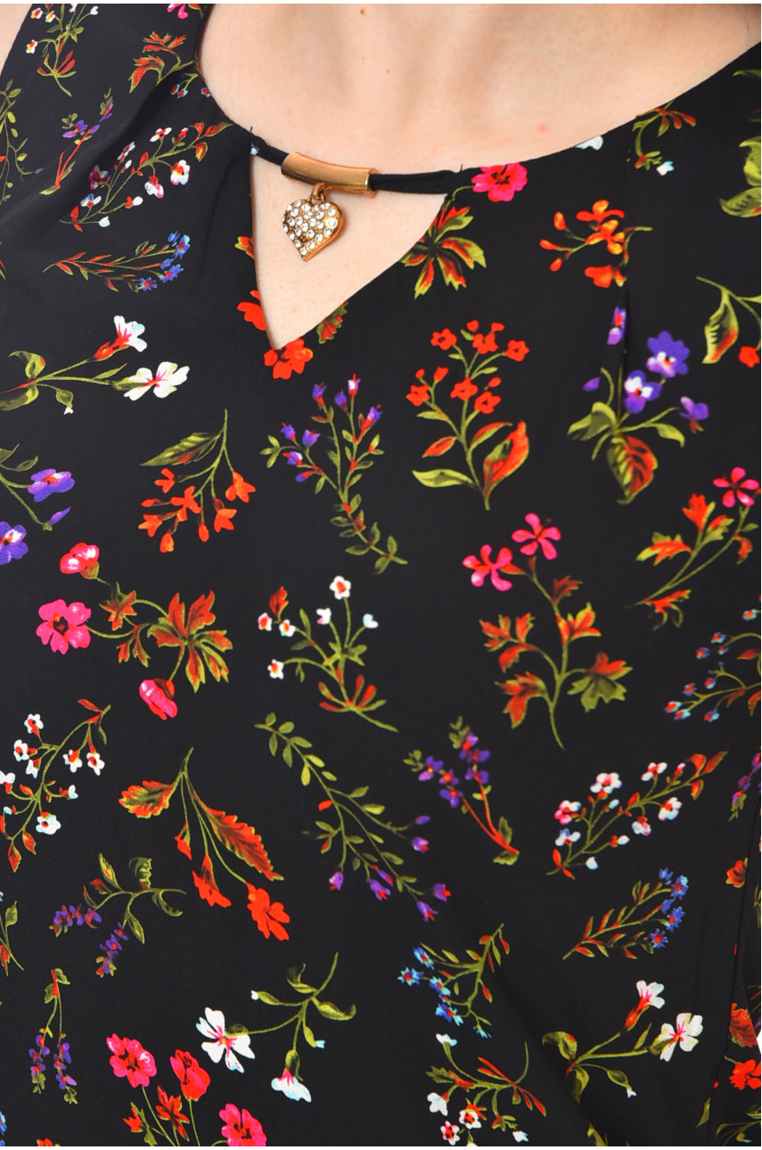 Сарафан жіночий чорного кольору з принтом 958 201140 Сарафан жіночий чорного кольору з принтом 958 201140