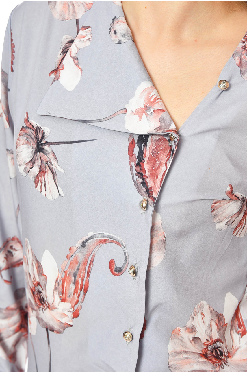 Блуза женская серого цвета с принтом 1012 201171 Блуза женская серого цвета с принтом 1012 201171