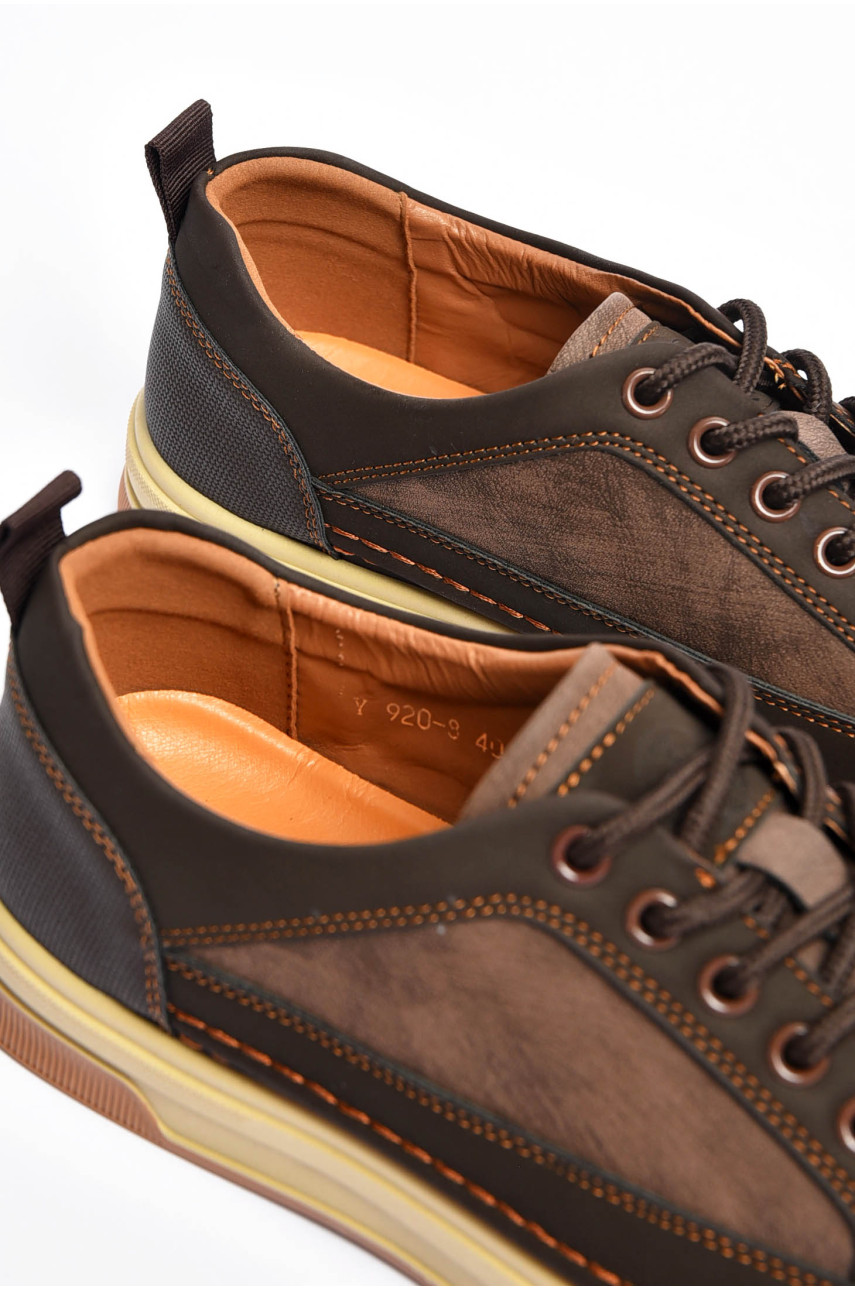 Кросівки чоловічі коричневого кольору на шнурівці 920-8 201174