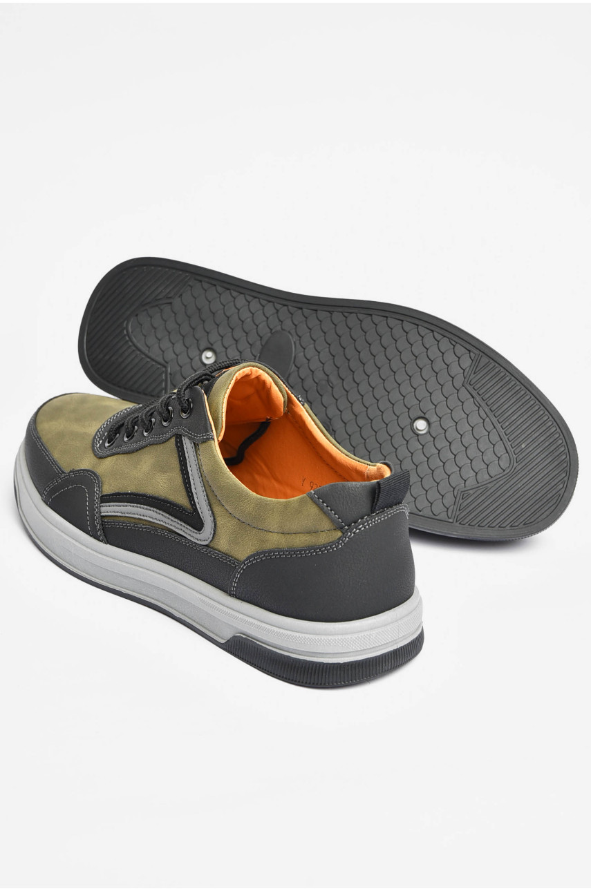 Кросівки чоловічі кольору хакі на шнурівці 923-7 201175