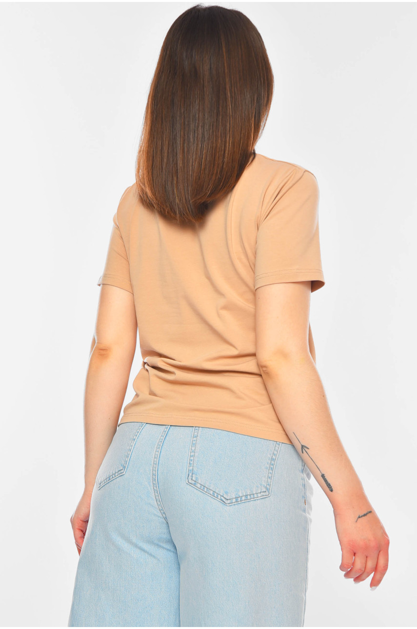Футболка жіноча бежевого кольору 1112 201178 Футболка жіноча бежевого кольору 1112 201178