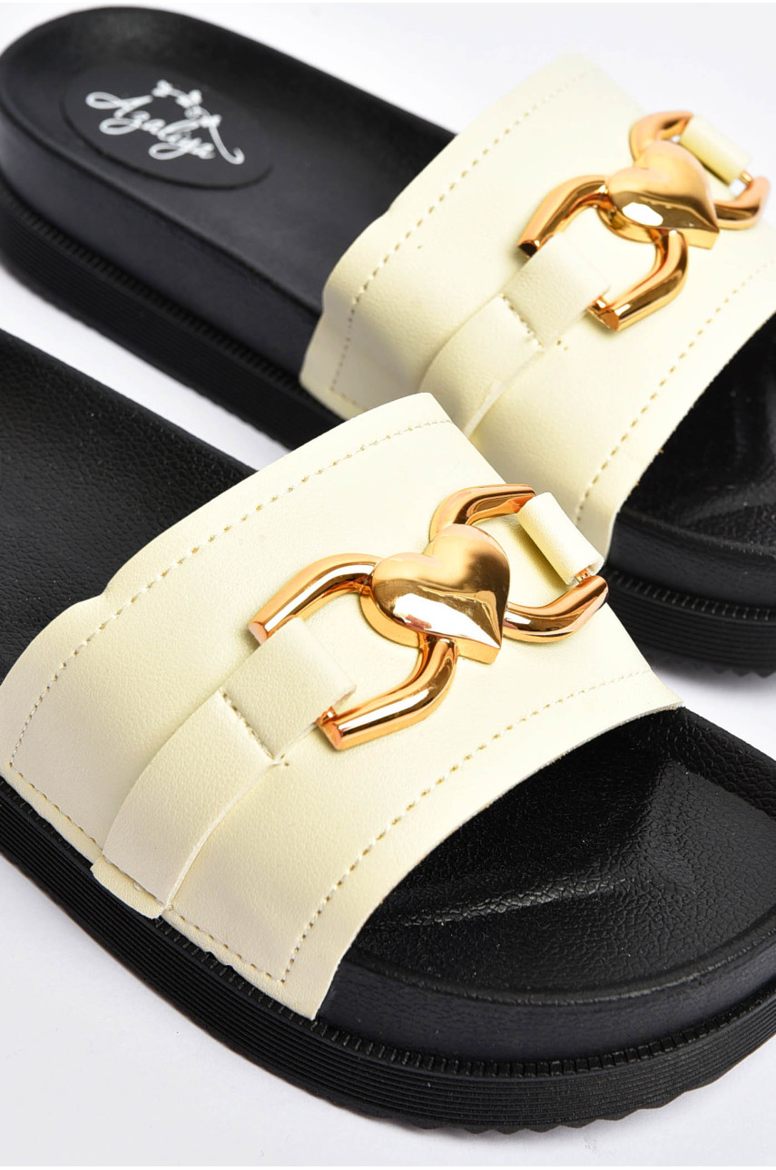 Шлепанцы женские молочного цвета 2010-2 201189 Шлепанцы женские молочного цвета 2010-2 201189