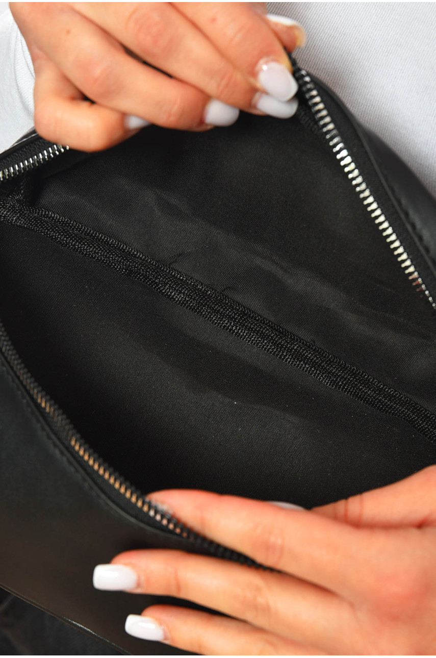 Бананка женская однотонная из экокожи черного цвета 9217 201194 Бананка женская однотонная из экокожи черного цвета 9217 201194