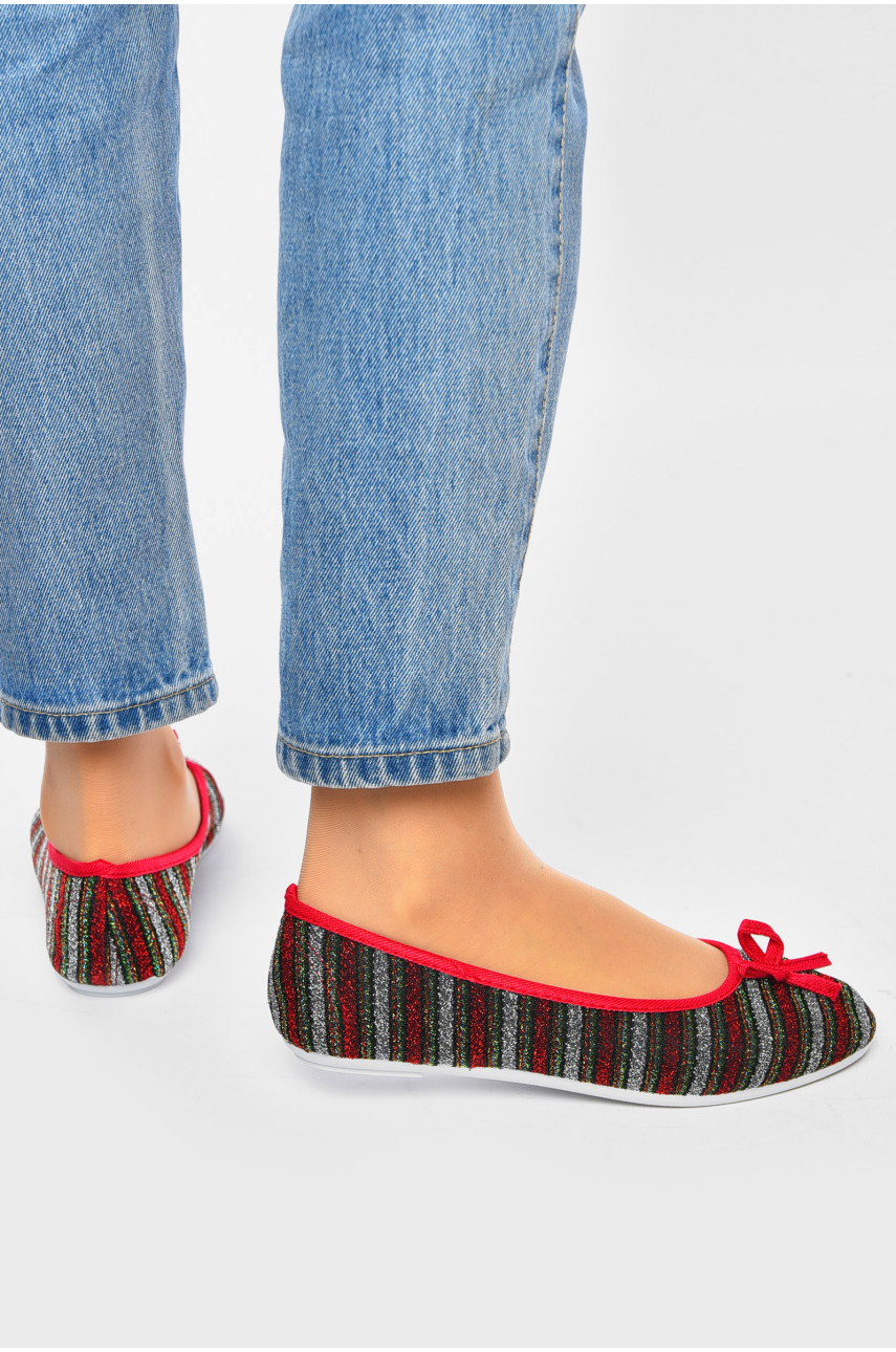 Мокасины женские бордового цвета в разноцветную полоску 5613 201234 Мокасины женские бордового цвета в разноцветную полоску 5613 201234