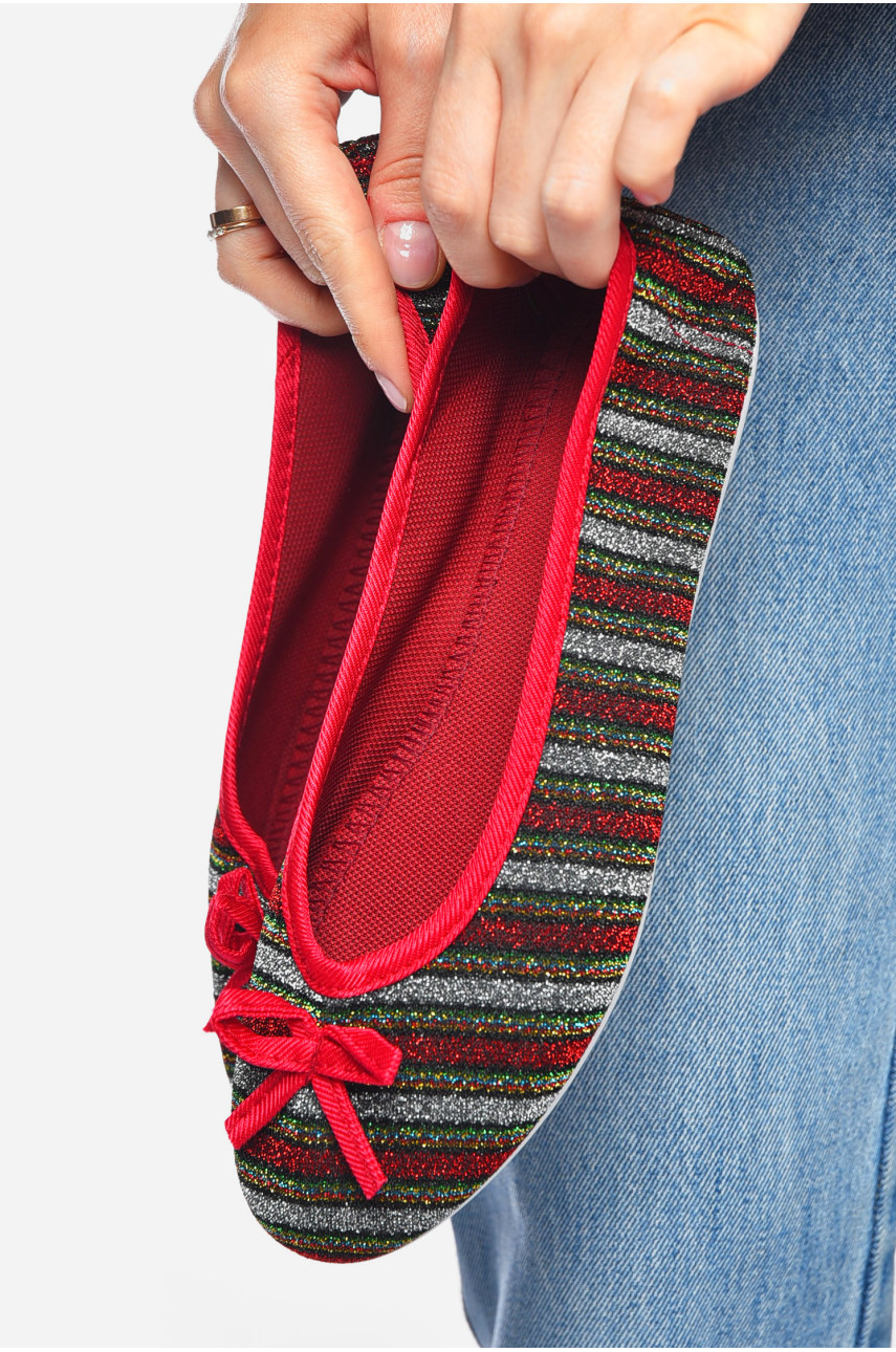 Мокасины женские бордового цвета в разноцветную полоску 5613 201234 Мокасины женские бордового цвета в разноцветную полоску 5613 201234