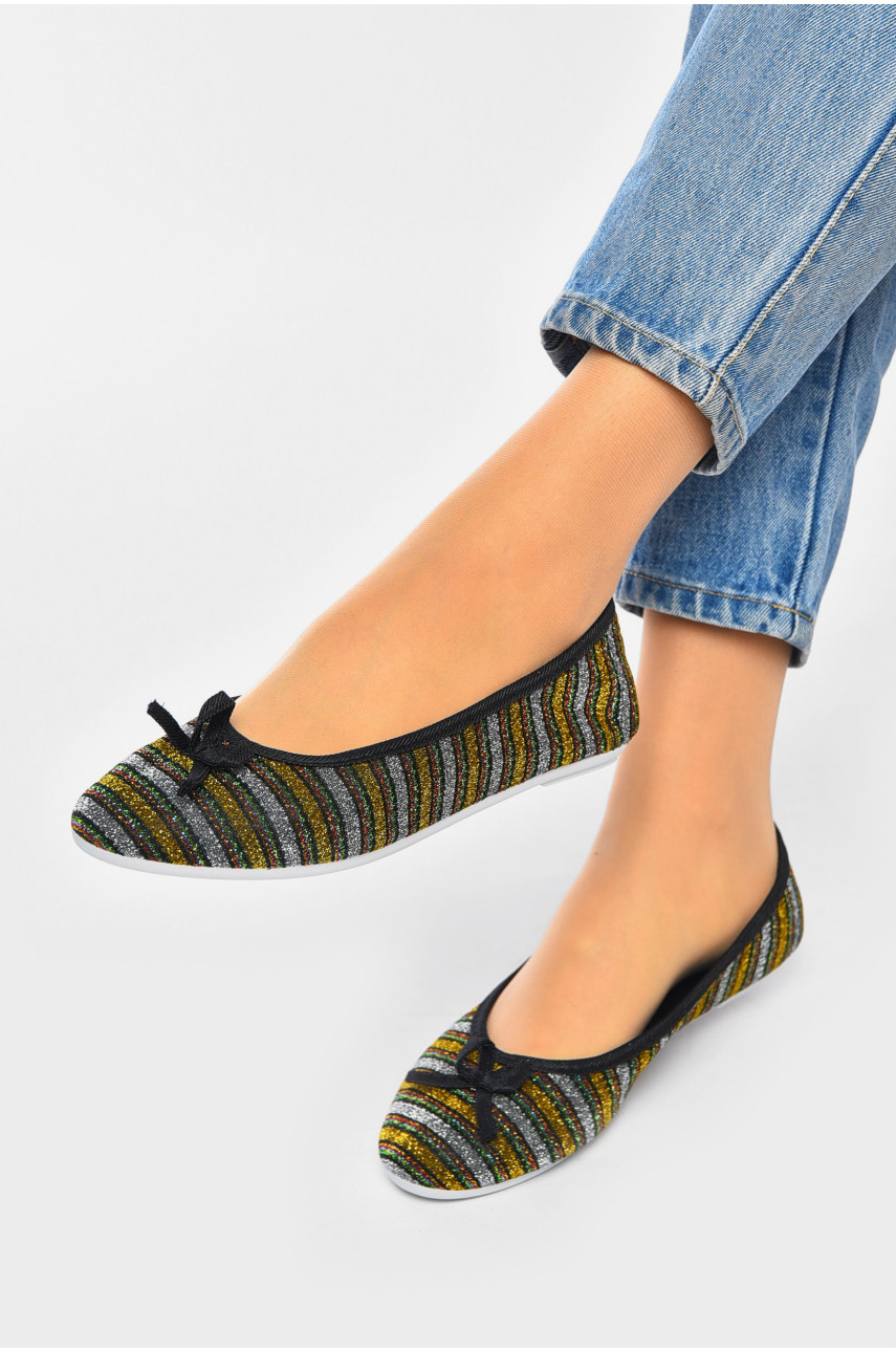 Мокасины женские черного цвета в разноцветную полоску 5613 201235