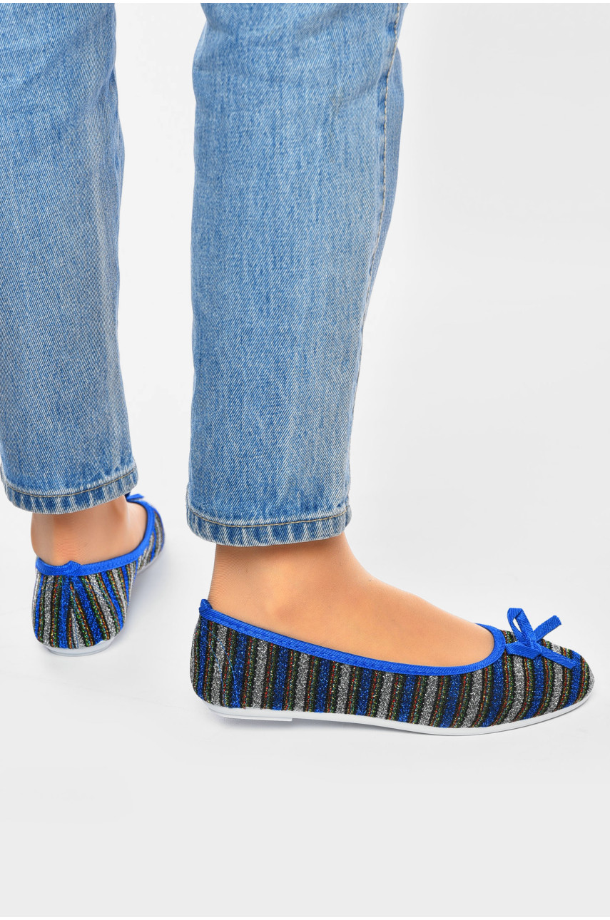 Мокасины женские синего цвета в разноцветную полоску 5613 201236 Мокасины женские синего цвета в разноцветную полоску 5613 201236