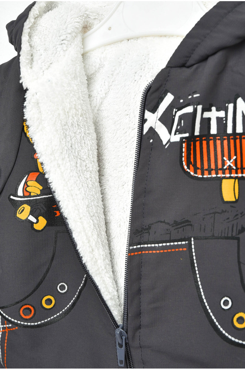 Костюм дитячий для хлопчика темно-сірого кольору зимовий на штучному хутрі асорти 201277 Костюм дитячий для хлопчика темно-сірого кольору зимовий на штучному хутрі асорти 201277