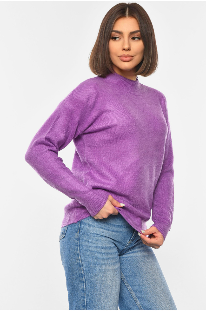 Свитер женский полубатальный сиреневого цвета Уценка 222 201294