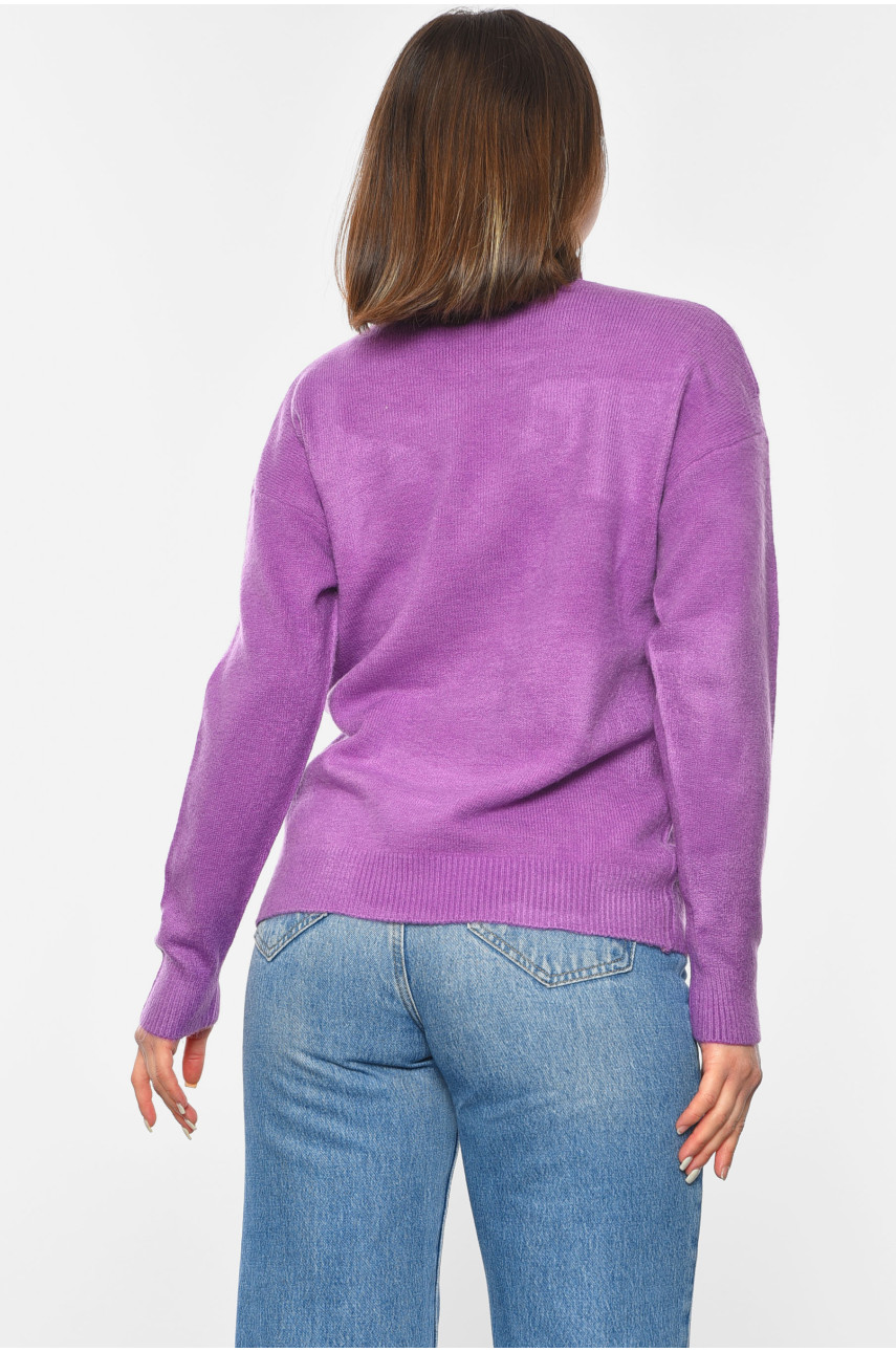 Свитер женский полубатальный сиреневого цвета Уценка 222 201294