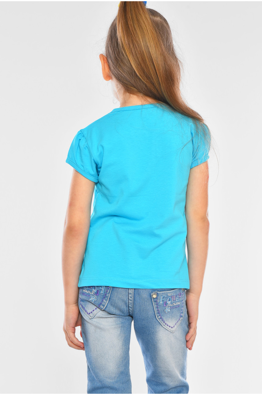 Футболка детская для девочки голубого цвета асорти 201297