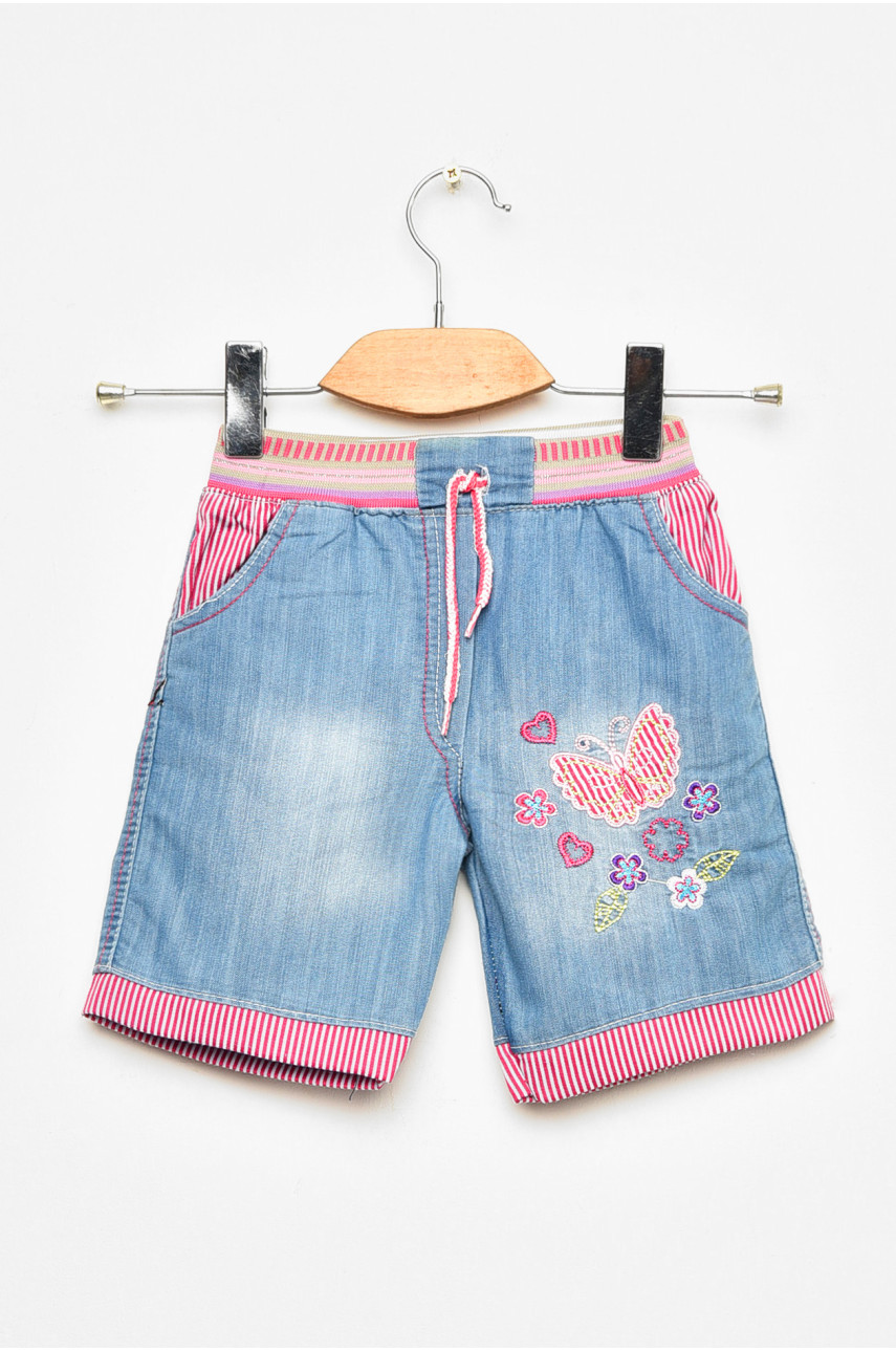 Шорты джинсовые детские для девочки голубого цвета асорти 201319